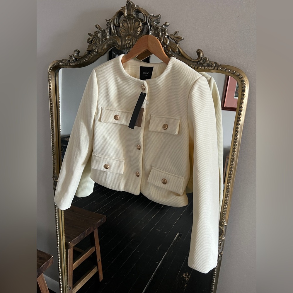 NWT Studio Women's Cream Textured Blazer